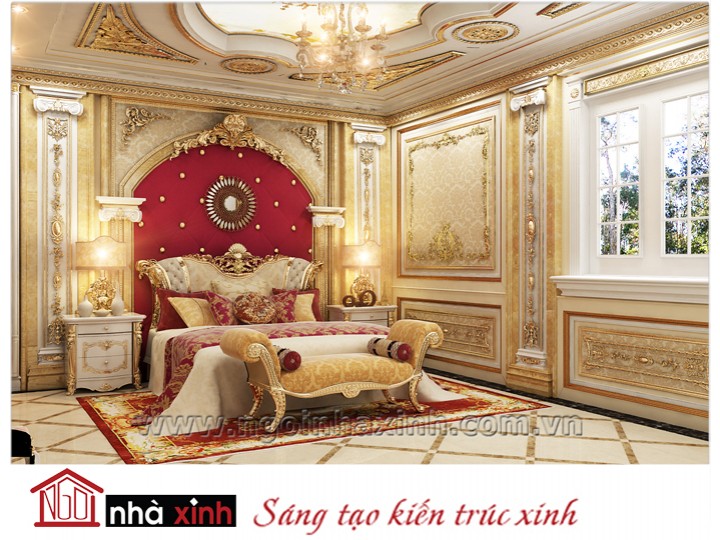 Mẫu nội thất mạ vàng phòng ngủ đẹp NNX-PNMV-001