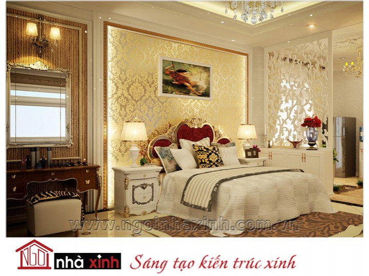 Mẫu nội thất mạ vàng phòng ngủ đẹp NNX-PNMV-005