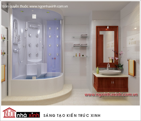 Ngôi nhà xinh    Thiết kế nội thất phòng tắm sử dụng bồn tắm đứng