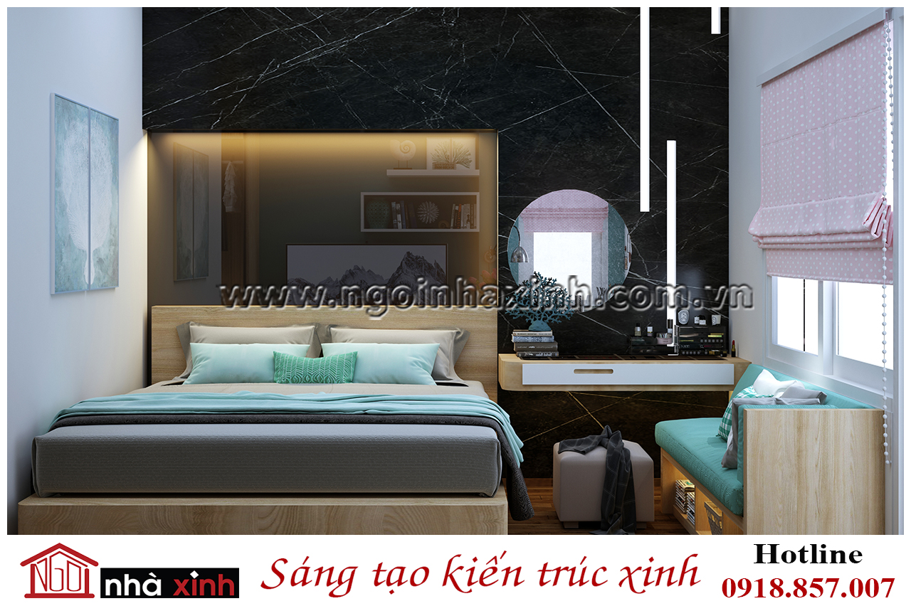 mẫu thiết kế nội thất phòng ngủ hiện đại nhà cô Hòa do Nhà Xinh thiết kế