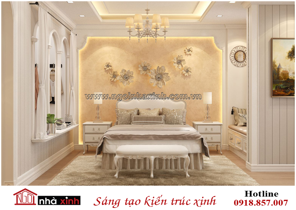 nội thất phòng ngủ đẹp mang phong cách Âu Châu nhà chị Hạnh do Nhà Xinh thiết kế