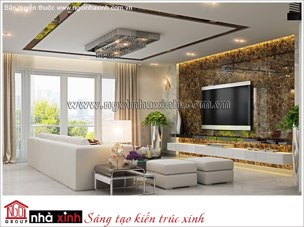 nội thất đẹp phòng khách nhà anh Lâm ở Nghệ An do Nhà Xinh thiết kế