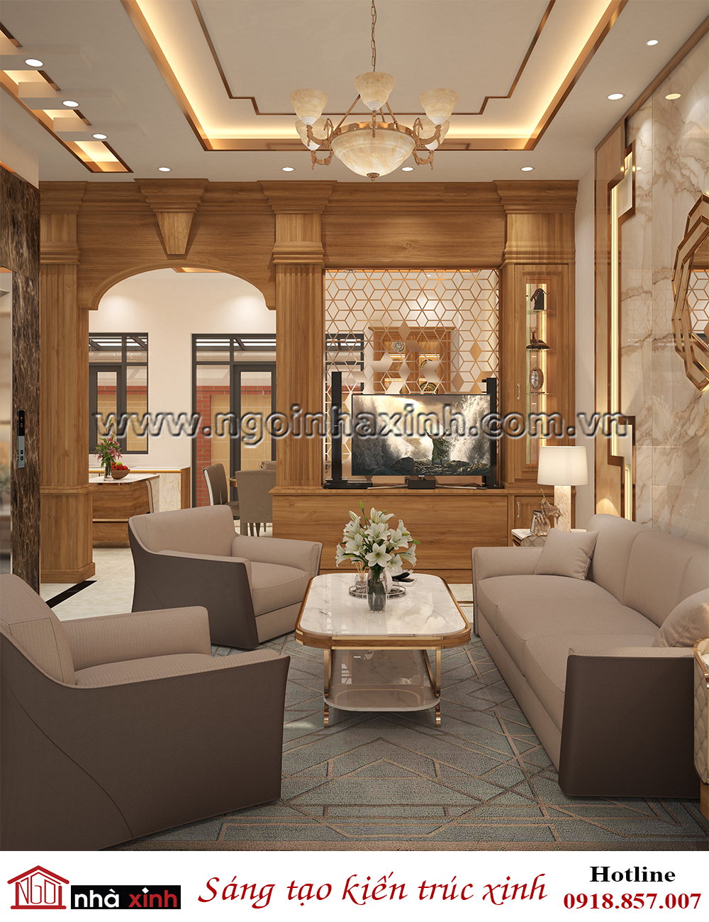 nội thất đẹp phòng khách phong cách Luxury do Nhà Xinh thiết kế