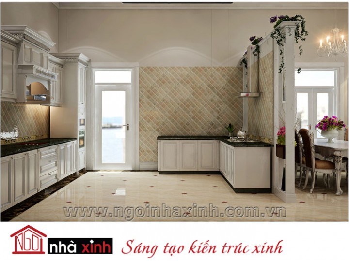 Mẫu nội thất  cao cấp phòng bếp cổ điển đẹp NNX-BCĐ11