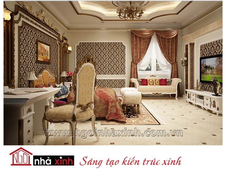 Mẫu nội thất cao cấp phòng ngủ cổ điển đẹp NNX-PNCĐ-004