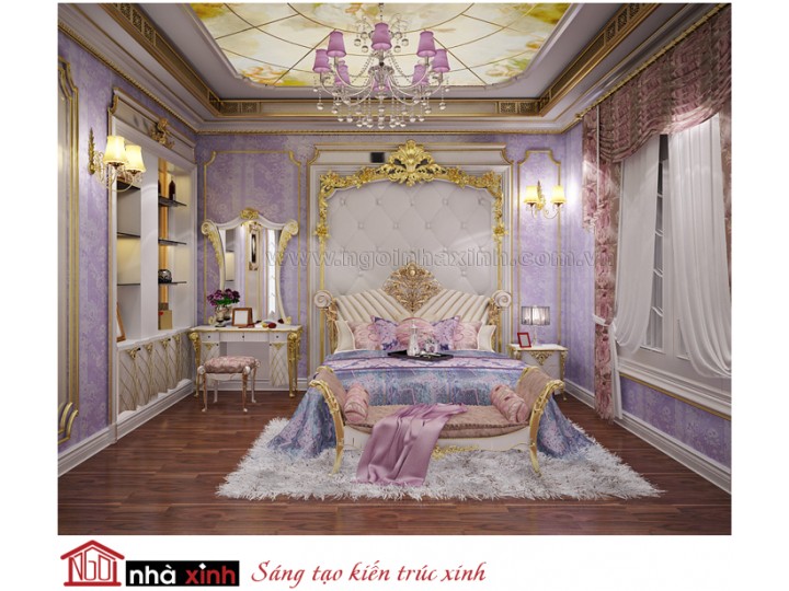 Mẫu thiết kế phòng ngủ đẹp xa hoa nhà chị Liễu - TP. Hà Nội | NT. NNX085