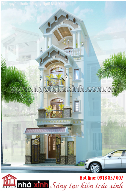 Mẫu thiết kế nhà phố cổ điển đẹp - Ngôi Nhà Xinh - Hình 3