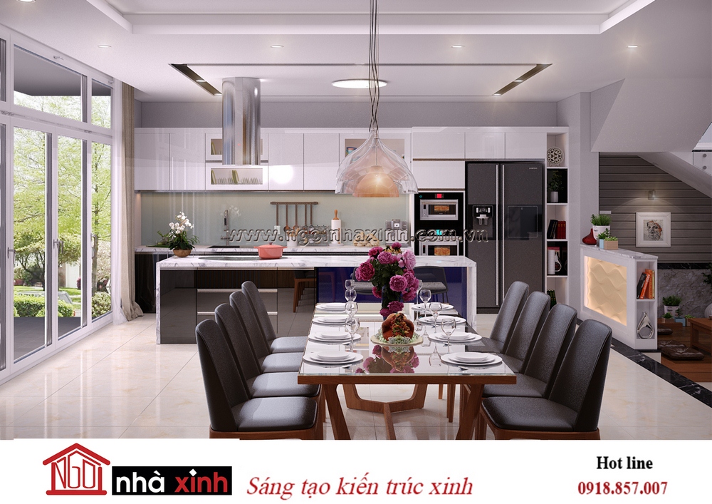 nội thất bếp đẹp mang phong cách hiện đại nhà anh Lâm do Nhà Xinh thiết kế