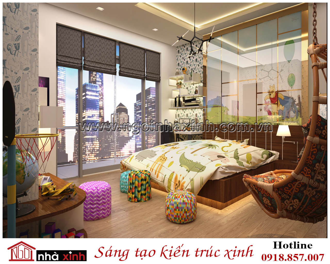 nội thất đẹp phòng ngủ bé trai nhà anh Hùng ở TP HCM do Nhà Xinh thiết kế